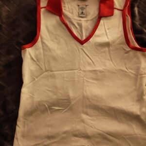 Izod Womens Red Trim White Tank Top